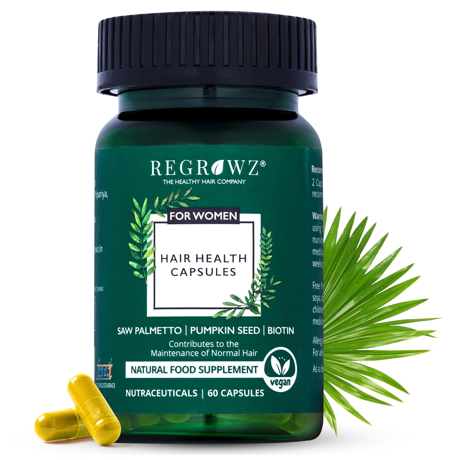 Regrowz Hair Capsules for Women – With Biotin, Pumpkin Seeds & Herbal Extracts | Nutritional Hair Supplement for Healthy-Looking, 60 Capsules Beauty Bumble
