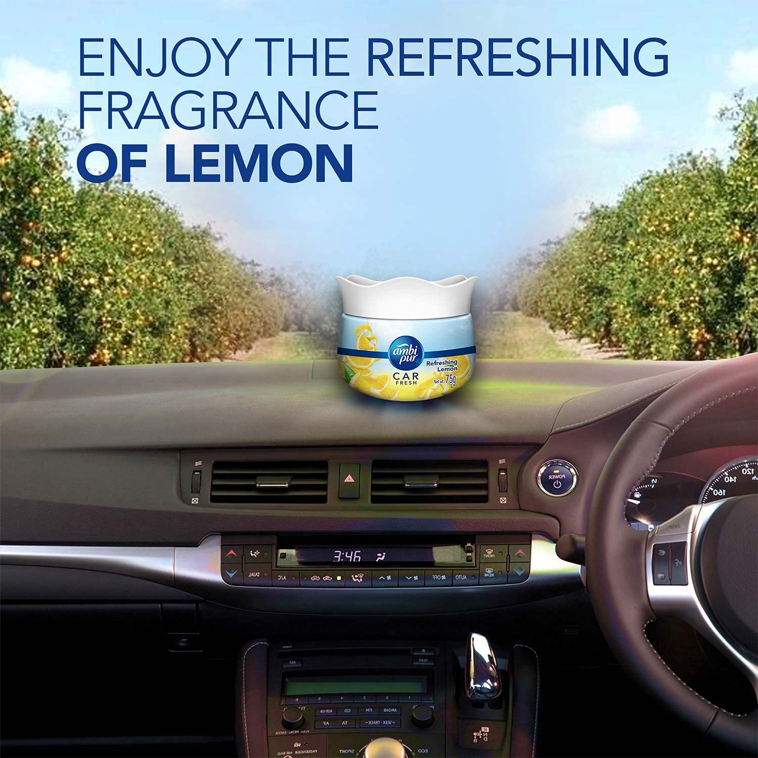 Ambi Pur Car Freshener Gel, Refreshing   fragrances  Lemon, 75 g AMBI PUR