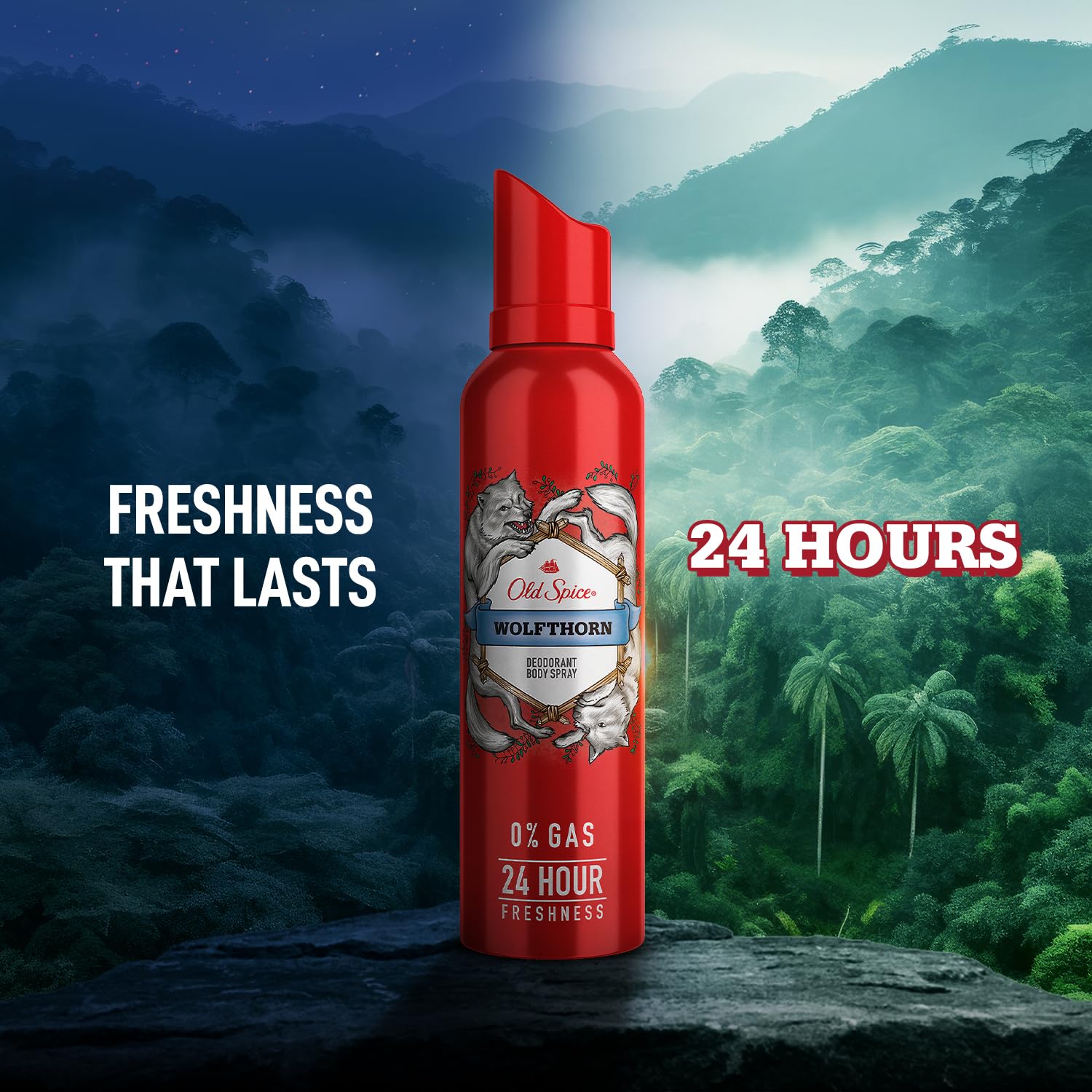 Old Spice Wolfthorn No Gas 24 hour Long Lasting Freshness Deodorant Perfume Body Spray For Men, 140ml OLD SPICE