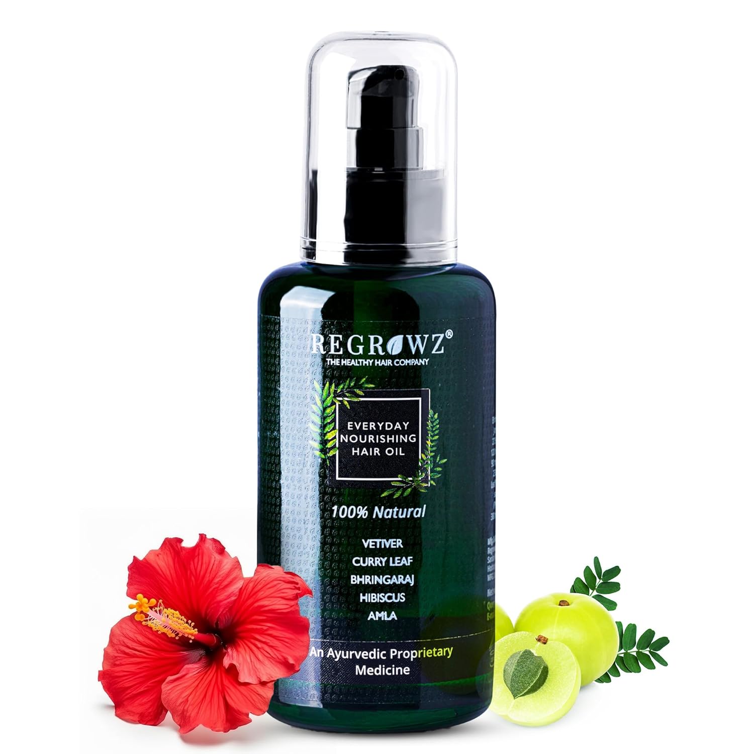 Regrowz Everyday Nourishing Hair Oil - Ayurvedic Herbal Oil For Hair Fall Control, Hair Growth & Scalp Repair With Vetiver, Hibiscus, Amla & 20 Natural Extracts - Sulfate & Paraben Free - 100ml Beauty Bumble