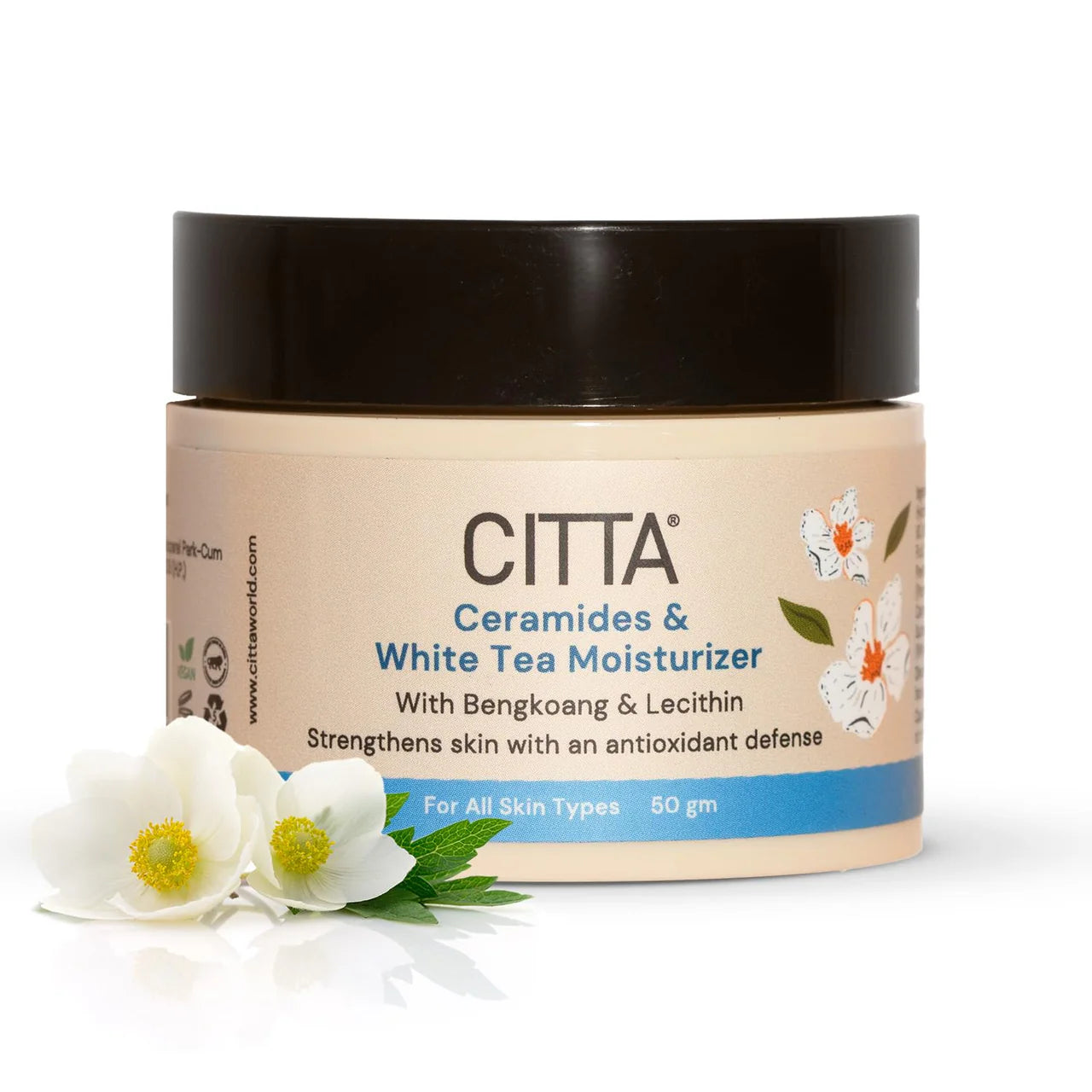 CITTA Ceramides & White Tea Moisturizer for Men & Women | Hydrating Face Moisturizer with Niacinamide for Dry Skin | Daily Use for All Skin Types | Power Blend of Ceramides & White Tea | 50 gm CITTA