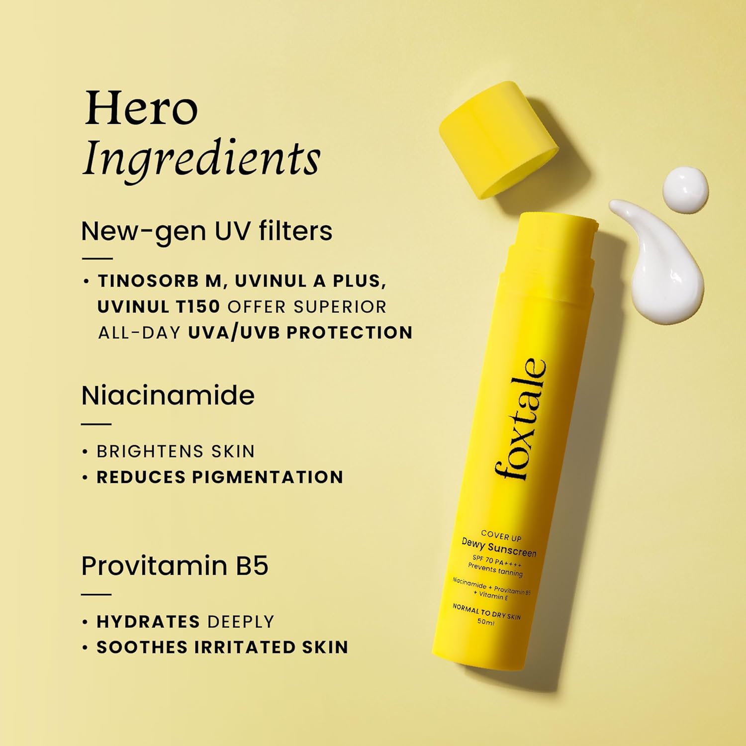 FOXTALE Dewy Finish Sunscreen | Normal to Dry Skin 50ML FOXTALE