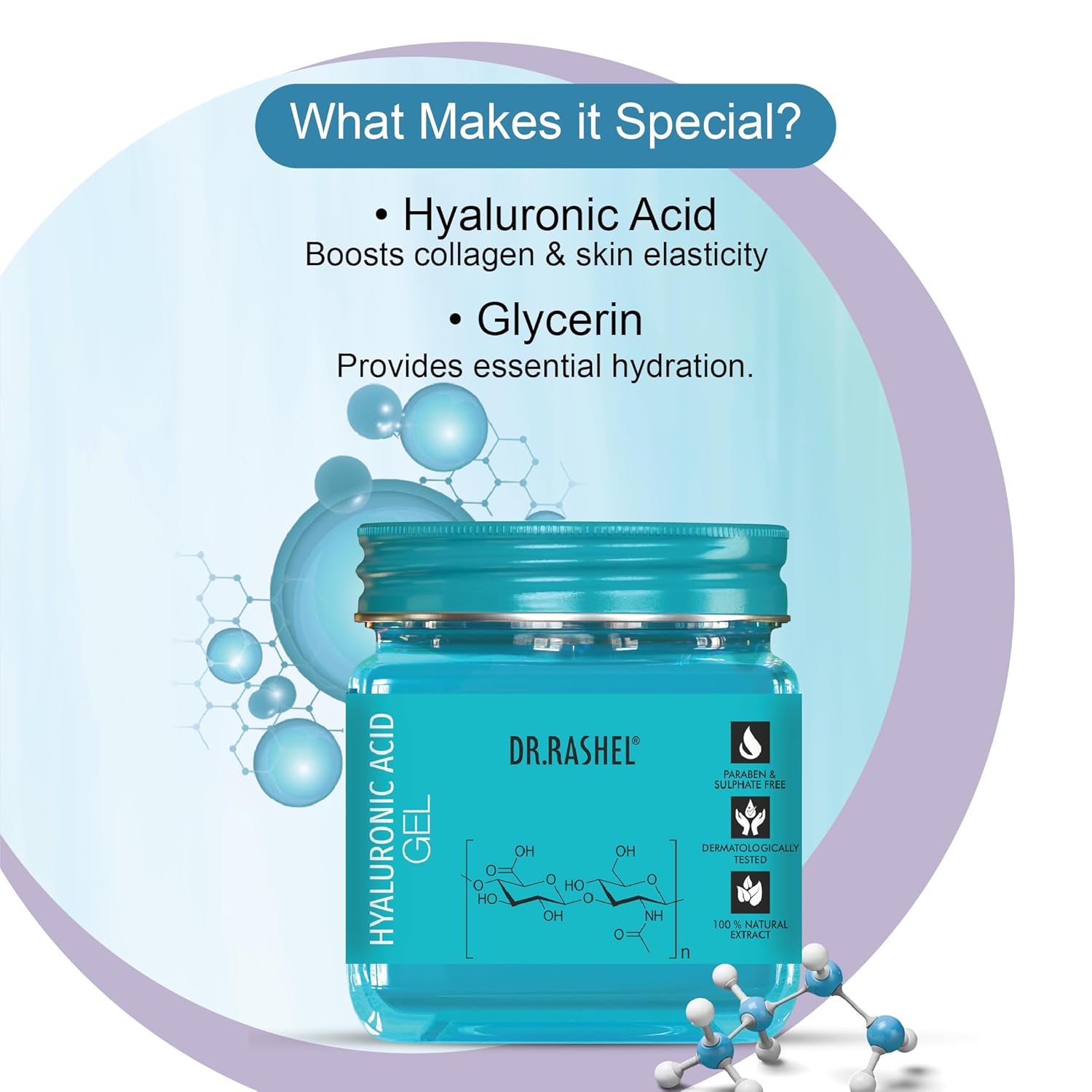 DR.RASHEL Non-Sticky Hyaluronic Gel Revitalise Skin Youth Nourishing, Hydrating & Elasticity Daily Face Moisturizer For All Skin Types - 380 ML Dr. Rashel