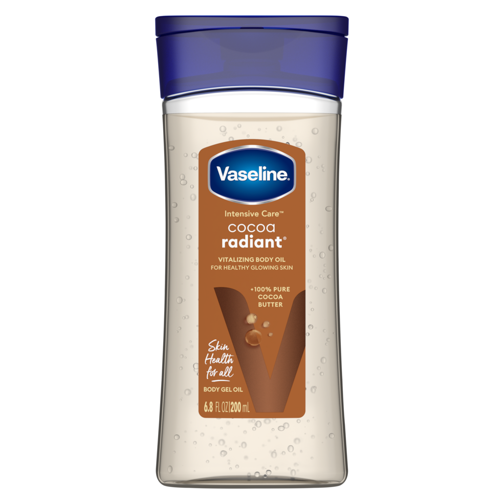 Vaseline Intensive Care Cocoa Radiant for Glowing Skin Body Gel Oil Made with Pure Cocoa Butter + Replenishing Oils 6.8 fl oz VASELINE