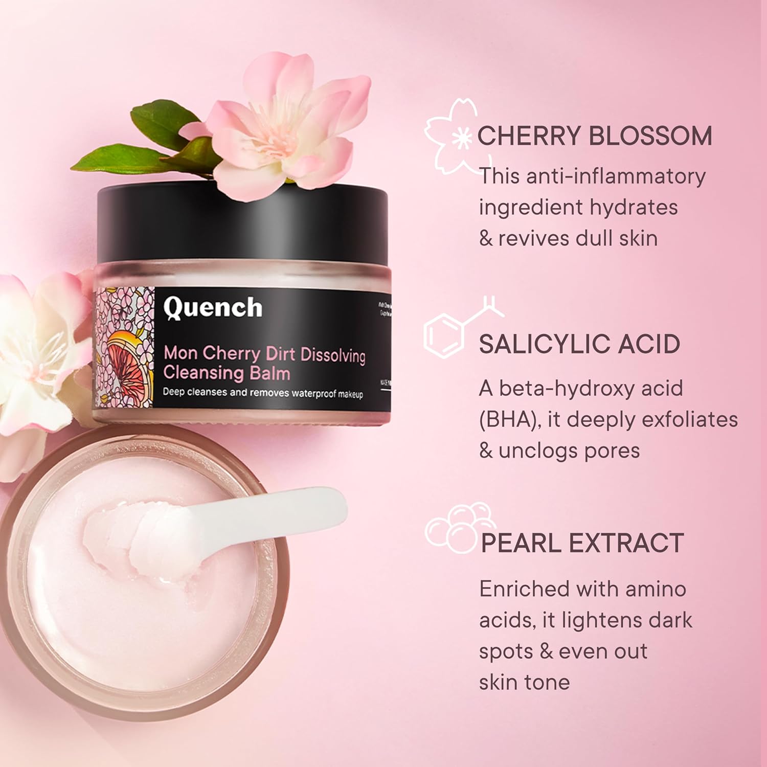 Quench Botanics Mon Cherry Dirt Dissolving Cleansing Balm 50ml Quench Botanics