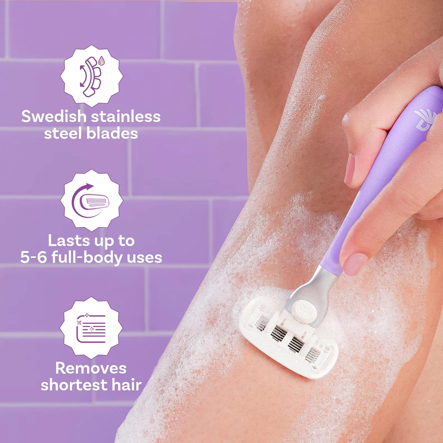 Bombae Rollplay Glow Sensitive Body Razor For Women-2X Smoother Bikini & Underarm Hair Removal Razor (1Pc) BOMBAE