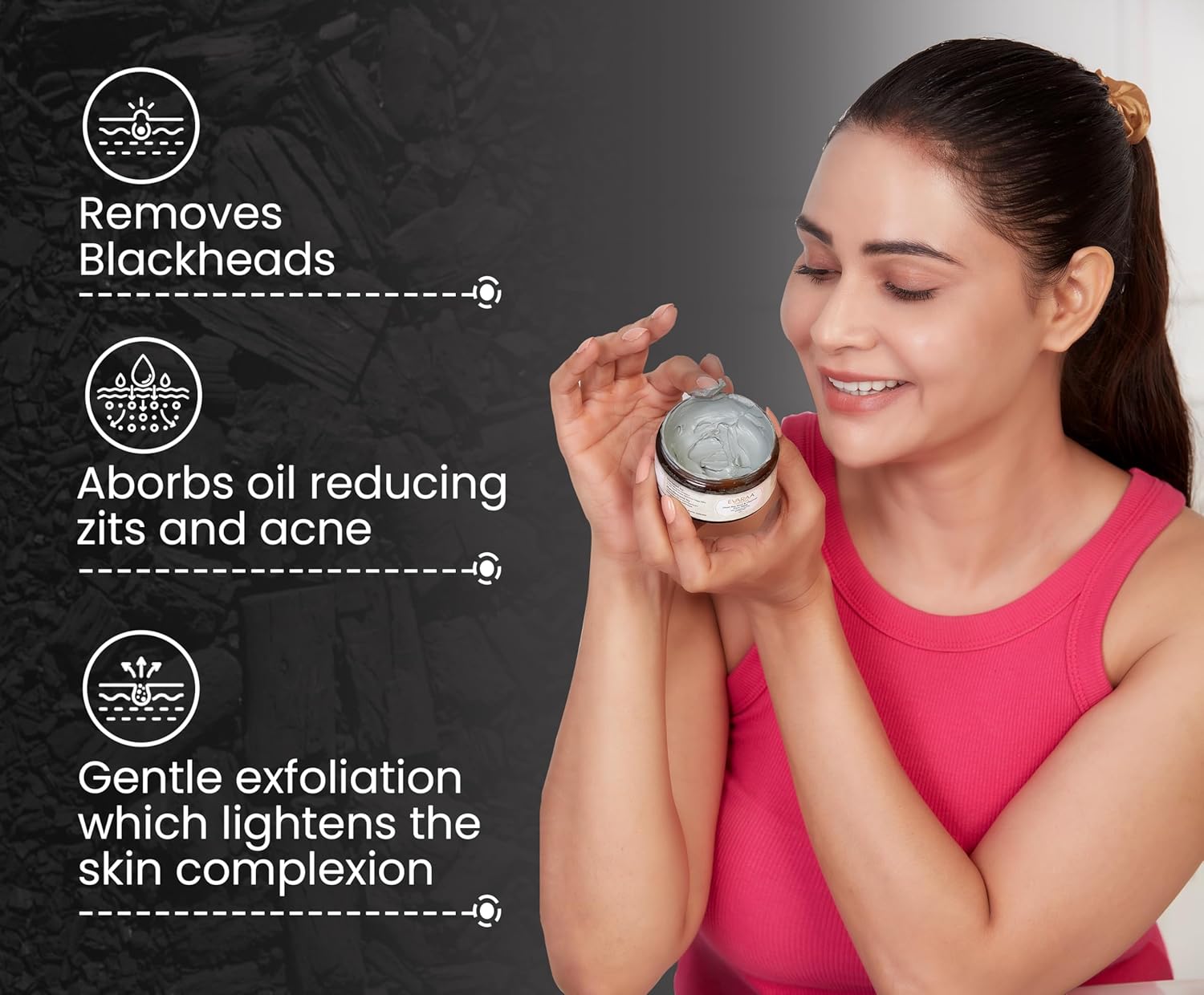 Evaraa Essentail Dead Sea Mud and Charcoal Face Mask 50g evaraa