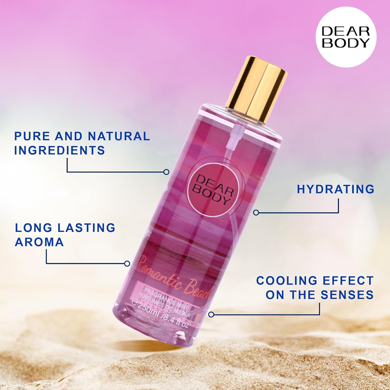 Dear Body Mist for Women, 250ml | Long-Lasting Refreshing Fragrance | Perfect for Daily Use (Romantic Beach) DEAR BODY