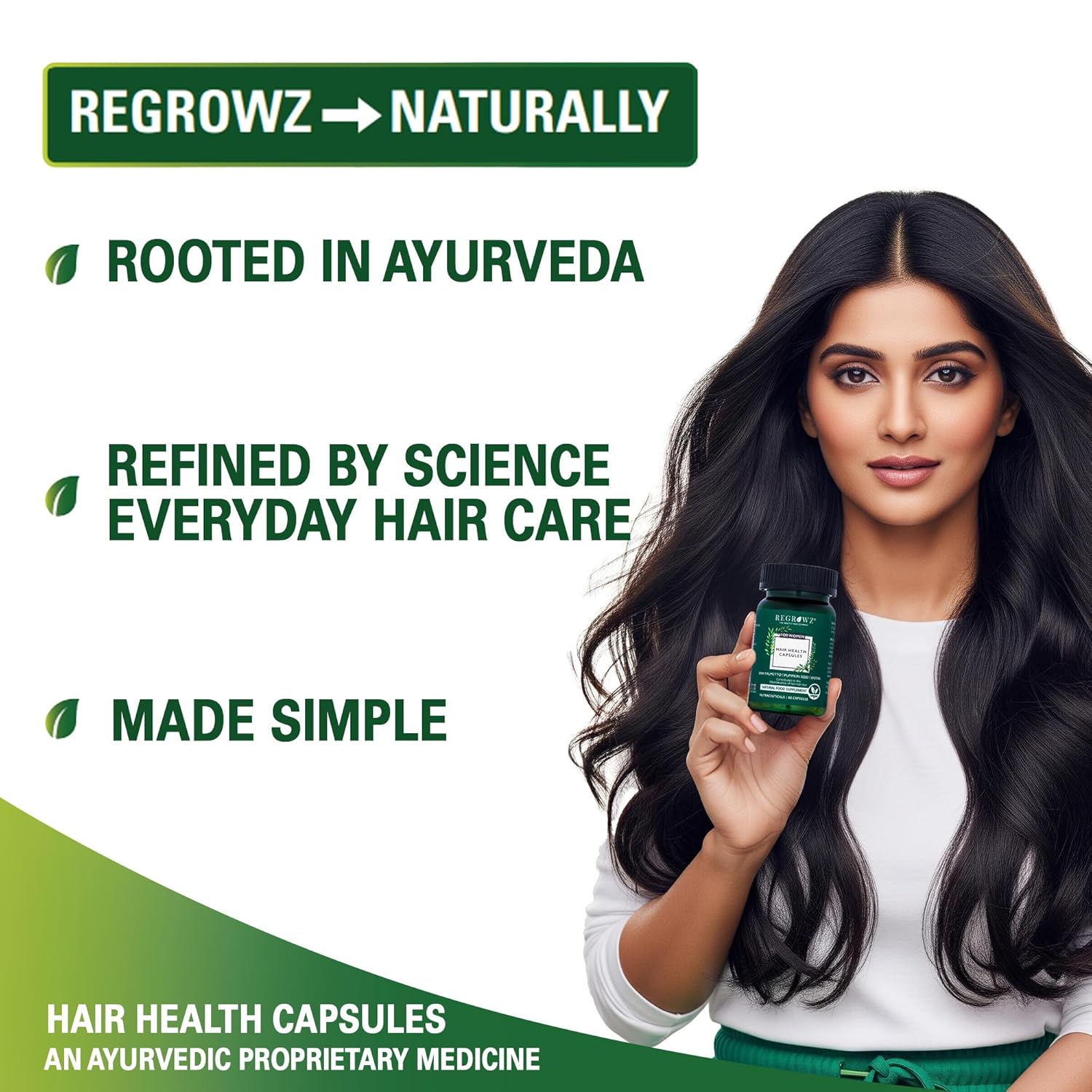 Regrowz Hair Capsules for Women – With Biotin, Pumpkin Seeds & Herbal Extracts | Nutritional Hair Supplement for Healthy-Looking, 60 Capsules Beauty Bumble