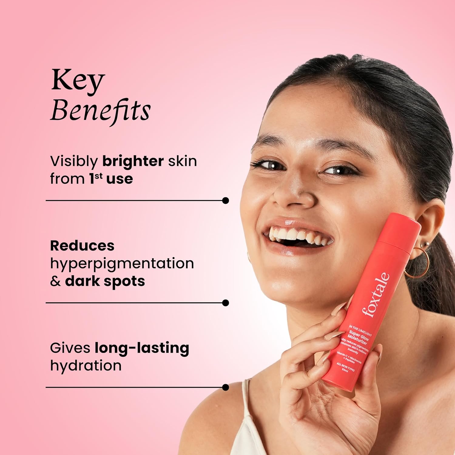 Foxtale Vitamin C Super Glow Moisturizer with Niacinamide & Peptides, Visibly Reduces Pigmentation, Enhances Skins Radiance Instantly, For All Skin Types, Women & Men - 50ml, Cream FOXTALE