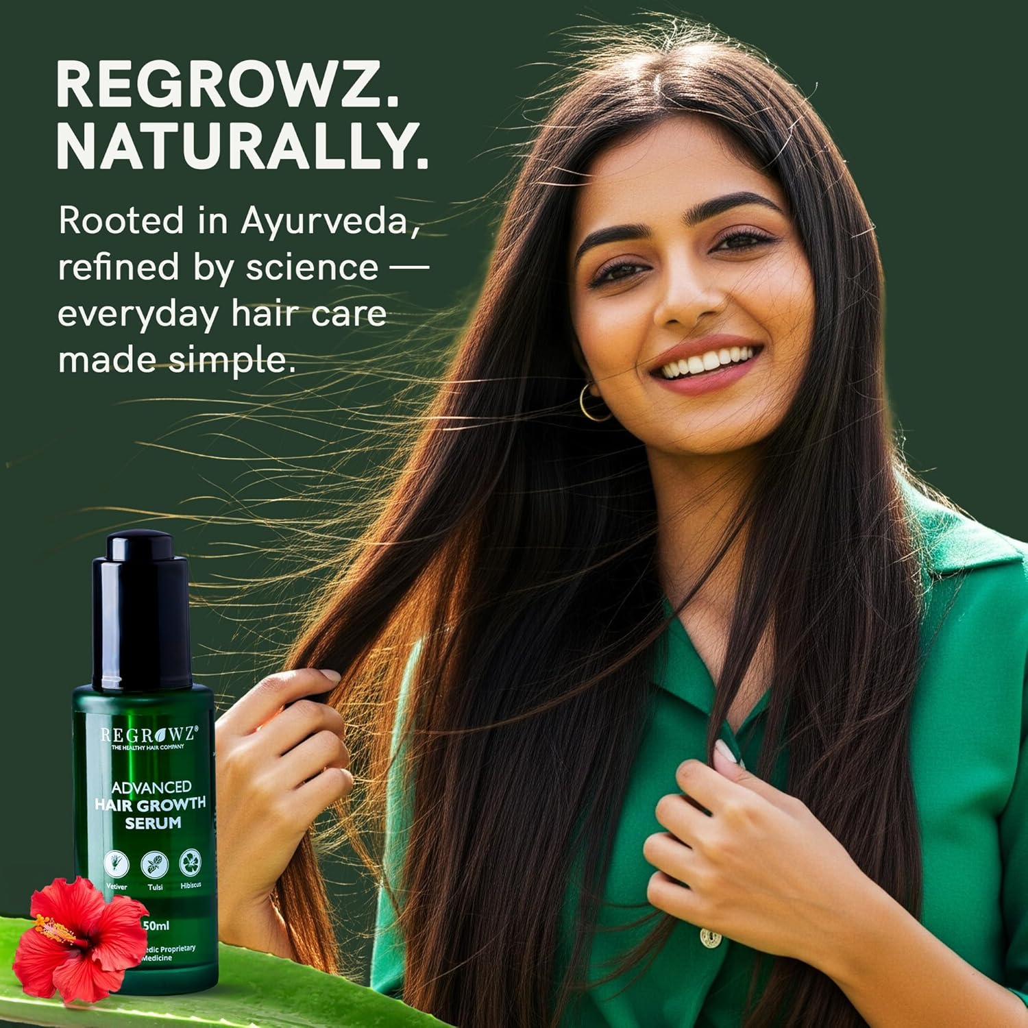 Regrowz Advanced Hair Serum for Men & Women – 50ml | Lightweight Ayurvedic Scalp Serum with Biotin, Aloe Vera, Redensyl & Herbal Extracts | Daily Hair Care for All Hair Types Beauty Bumble