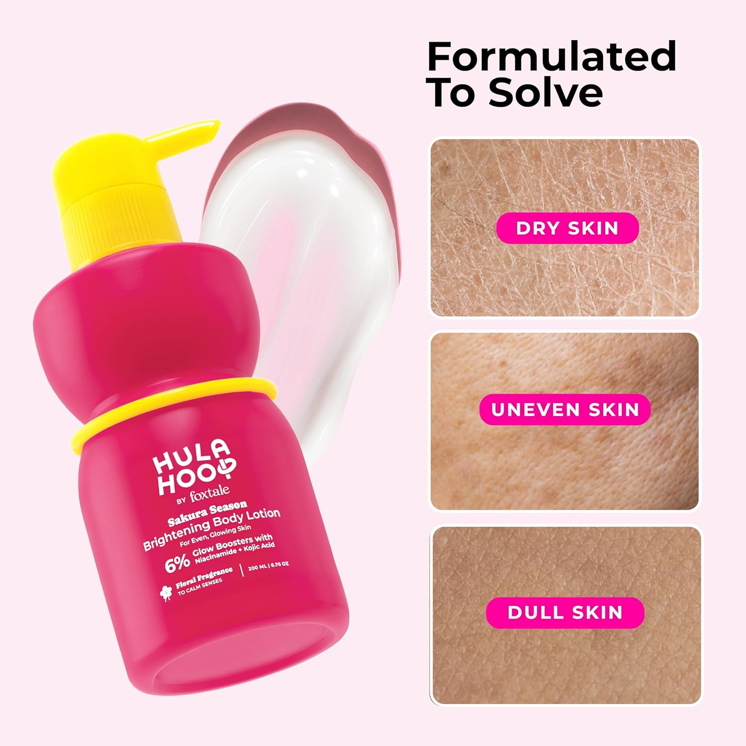 Hula Hoop Brightening Body Lotion by Foxtale| Niacinamide + Kojic Acid + SPF30 | Moisturizes, Brightens, & Even Tones Skin | Prevents Tanning & Sun Damage | Light & Grease-Free | 200ml FOXTALE