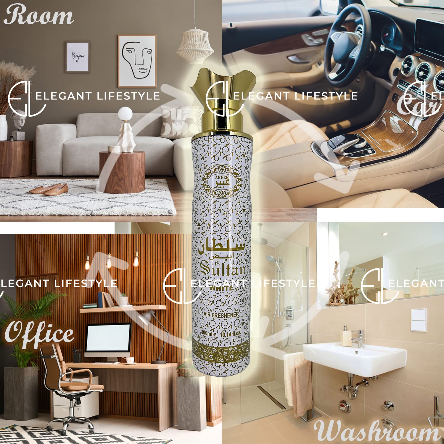 ABEER  Elegant Lifestyle Air Freshener for Home & Office, Fragrance Spray (Abeer AL Oud Fragrance) 300 ml ABEER