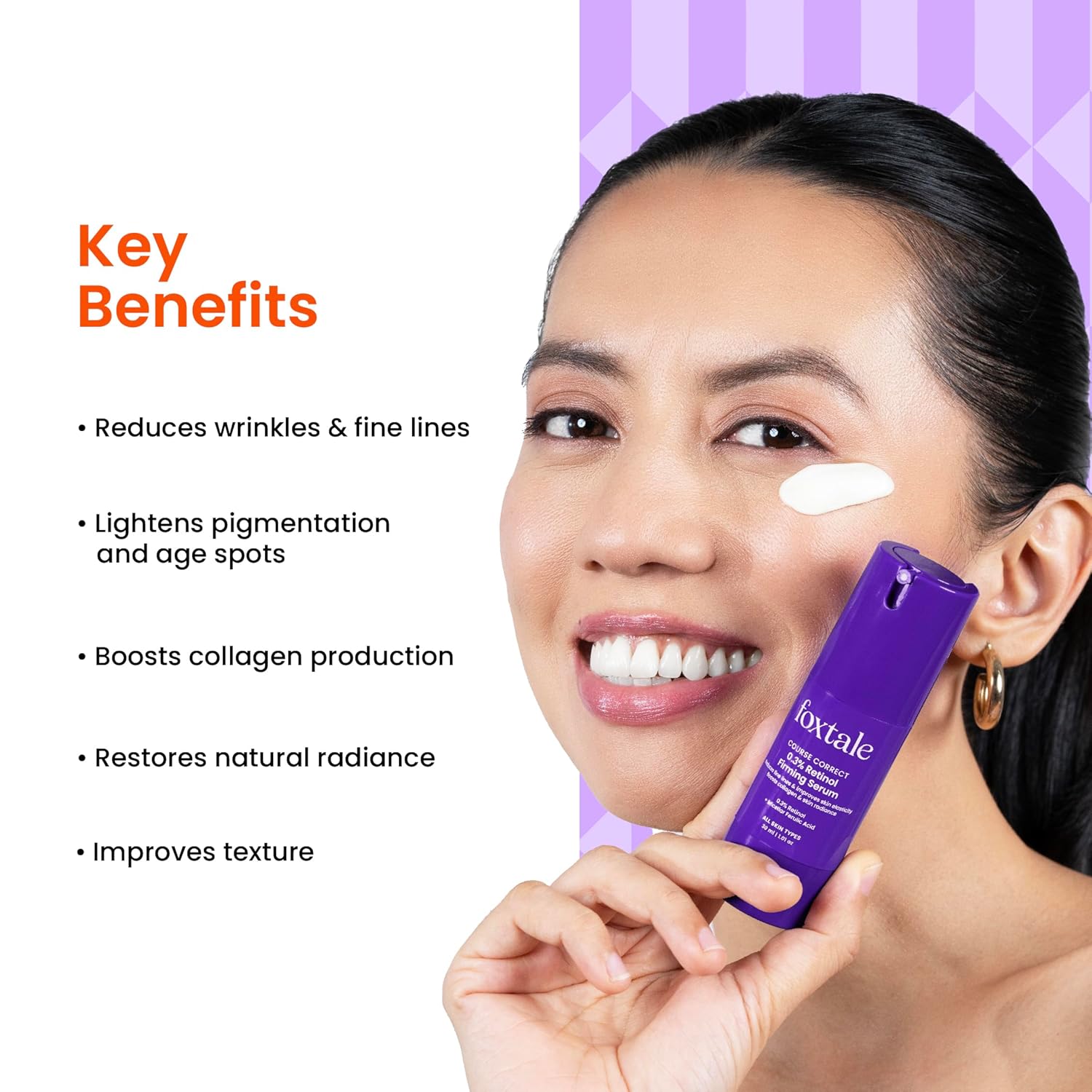 Foxtale 0.3% Retinol + Ferulic Acid Serum | Targets 8 Signs of Ageing | Boosts Collagen, Firms Skin, Fades Dark Spots, Reduces Fine Lines & Wrinkles | For Intermediate & Advanced Users FOXTALE