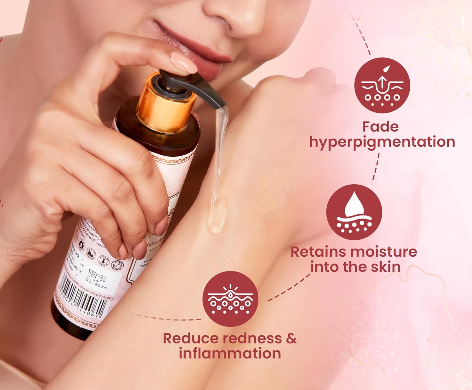 Evaraa Essential Rubia Rose Bodywash 200 ml - Dry, Sensitive Skin | Rose Shower Gel | Rubia Rose Skin Care evaraa