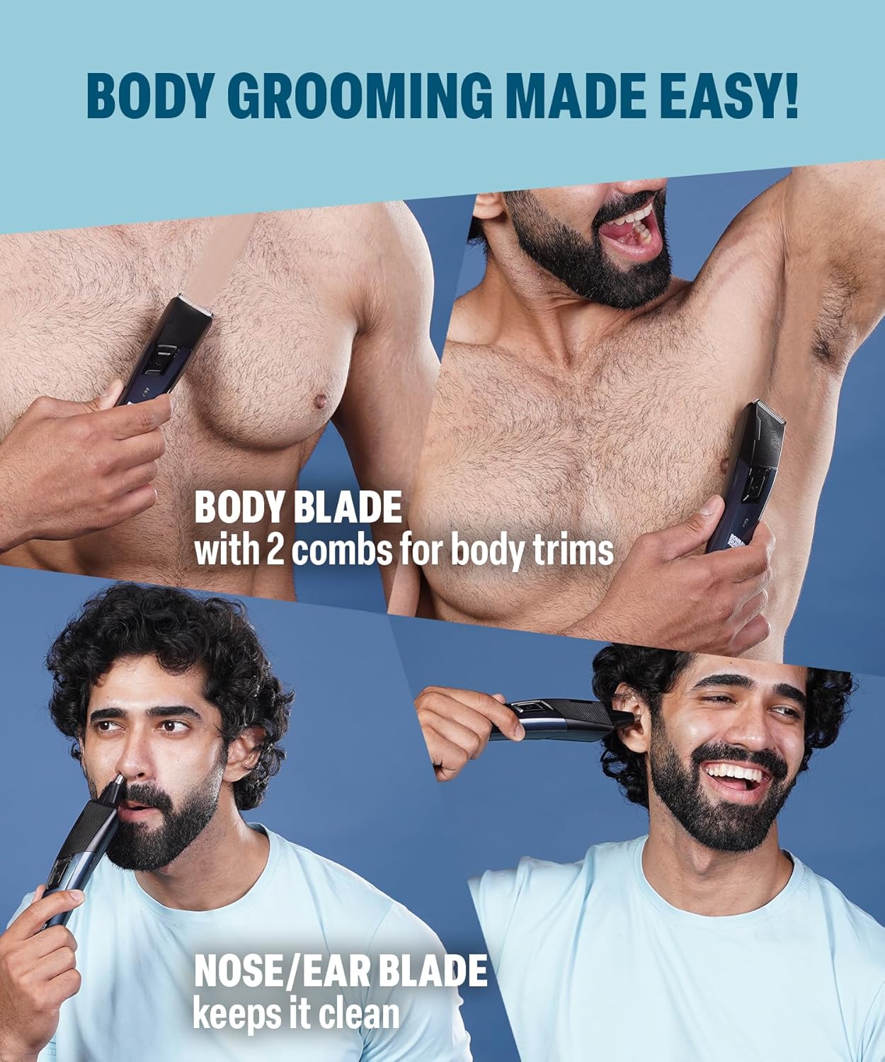 Bombay Shaving Company 11 in 1 Trimmer Men | All in One Full Body Trimmer for Men | 90 Min Charge time | 90 mins run time | Hair, Ear, Beard, Body, Nose Trimmer for Men | Type C charging | Power Groomer (New Model) Beauty Bumble