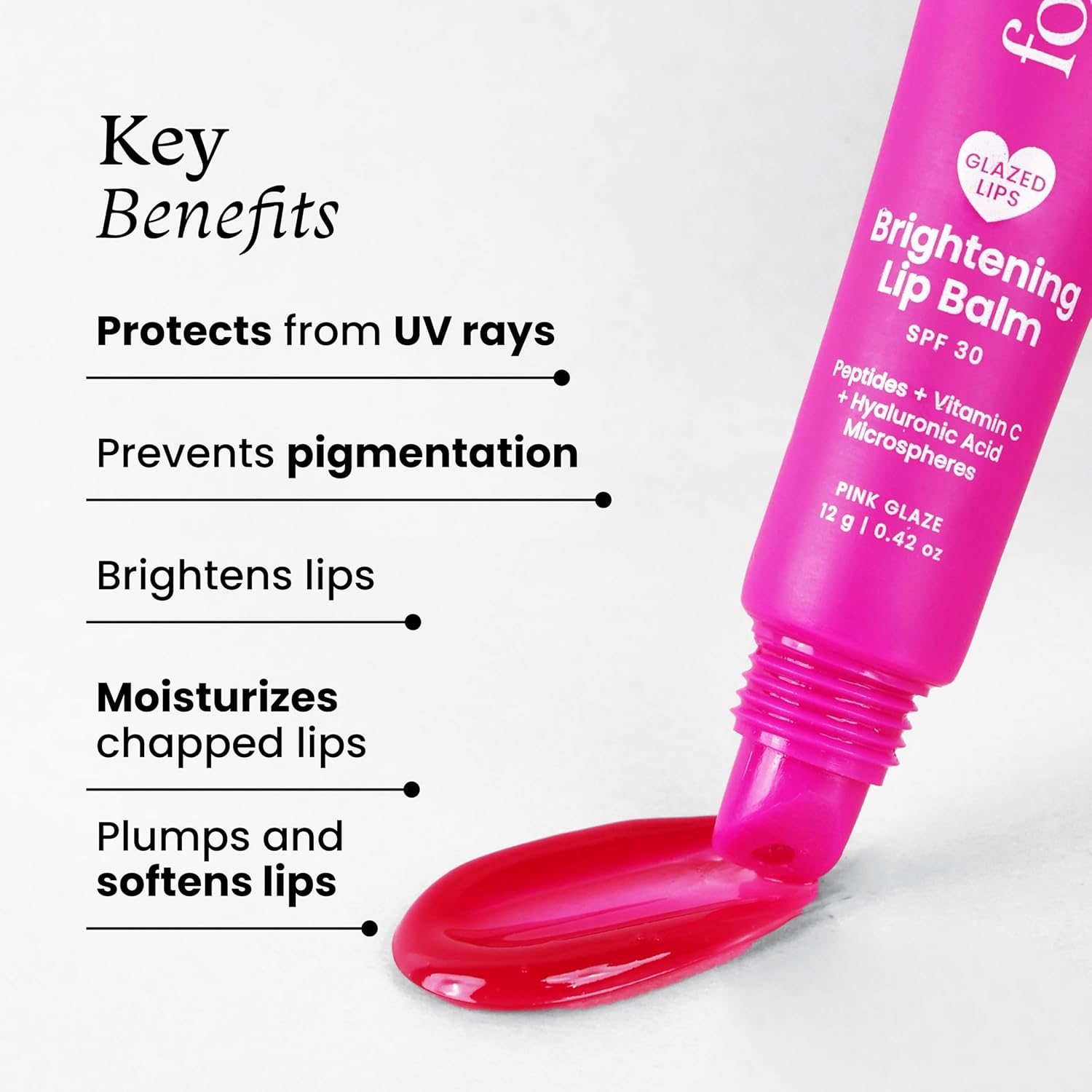Foxtale Brightening SPF30 Lip Balm with Peptides, Vitamin C & Hyaluronic Acid | Brightens Lips | Reduces Pigmentation | Hydrates Lips | SPF Lip Balm | Tinted Lip Balm - Pink Glaze 12gm FOXTALE