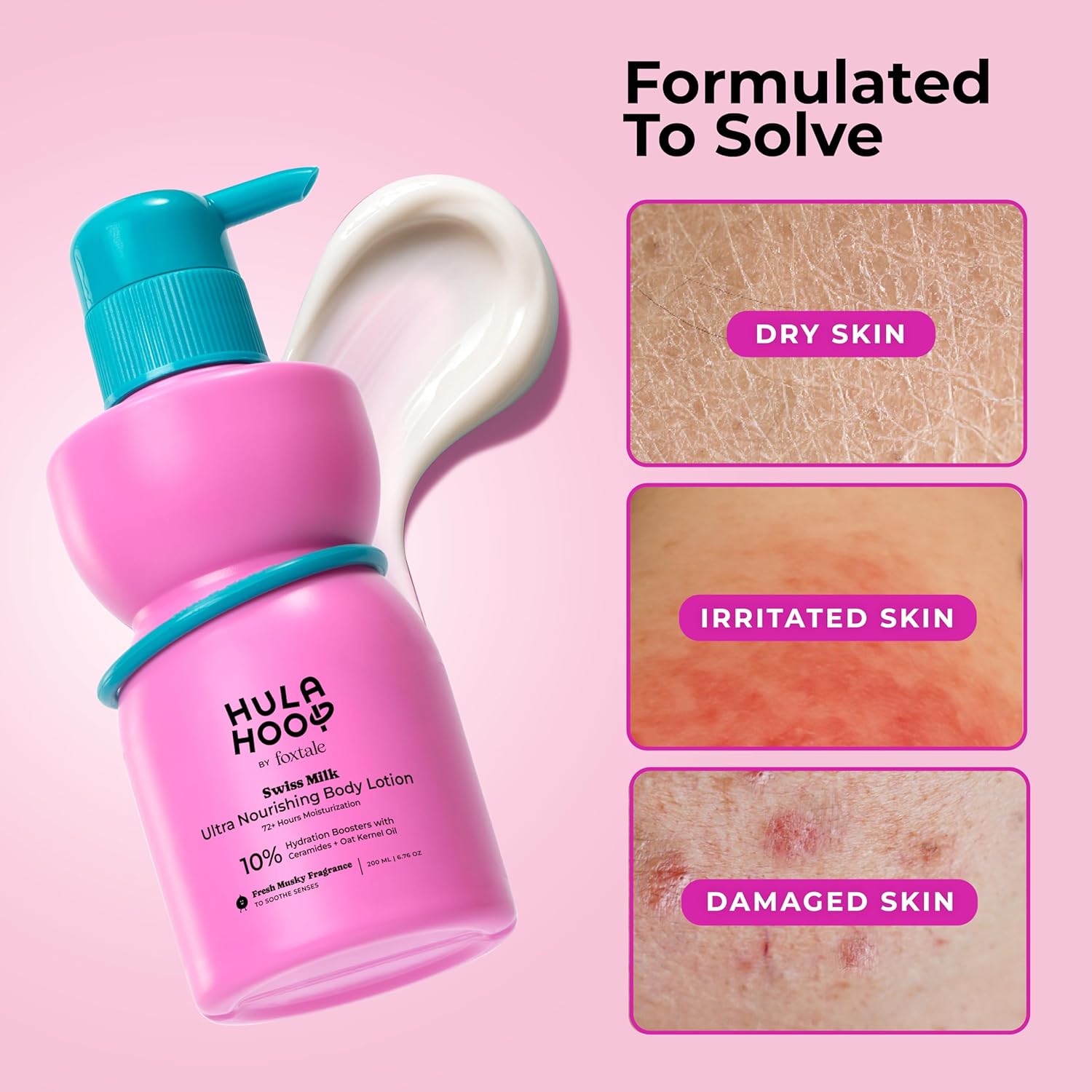 Hula Hoop Ultra Nourishing Body Lotion by Foxtale | Ceramides + Pentavitin™ + Shea Butter | Deeply Hydrates, Repairs Skin Barrier & Softens Skin | Fast-Absorbing, Non-Greasy | 200ml FOXTALE