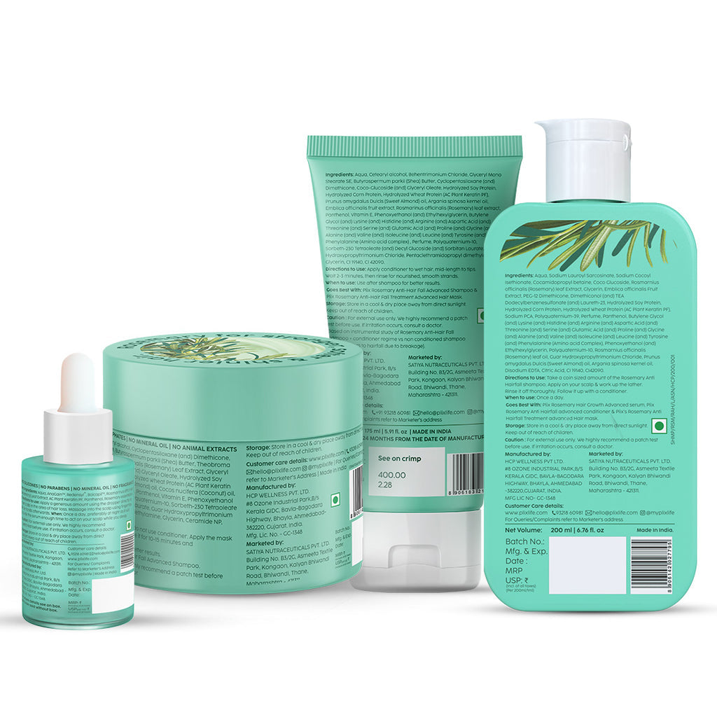 Plix Combo Rosemary Anti- Hairfall Regime Shampoo/Conditioner/Serum(30ml)/Hair mask PLIX