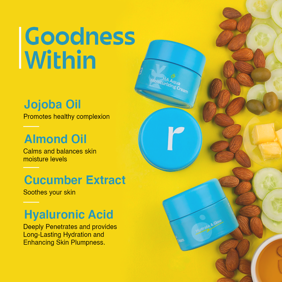 Rivona HA Aqua Moisturizing Cream with 2% Hyaluronic Acid for Dry Skin - 50gm