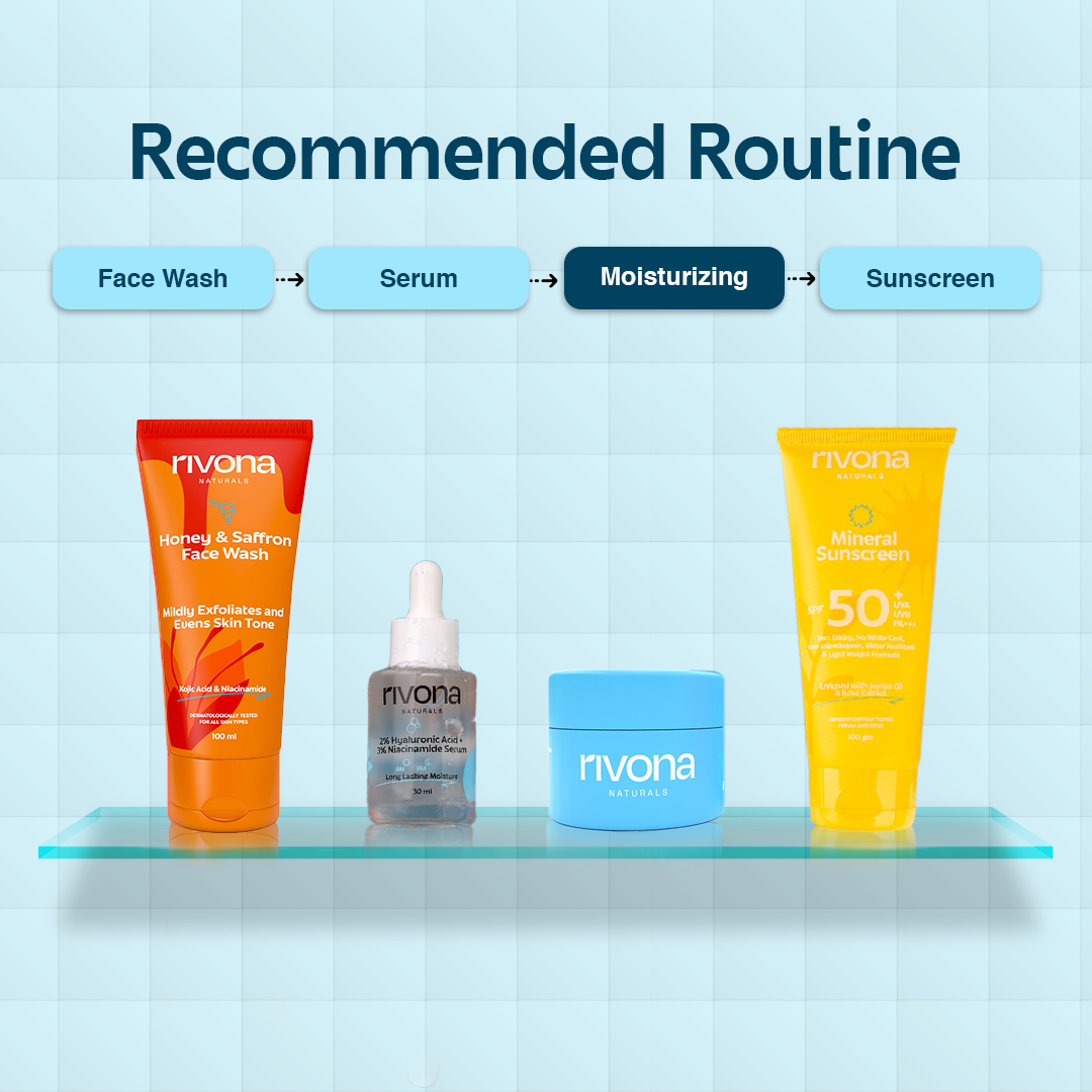 Rivona HA Aqua Moisturizing Cream with 2% Hyaluronic Acid for Dry Skin - 50gm