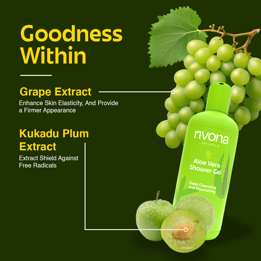 Rivona Aloe Vera Shower Gel With Hydrating Vitamin E Beads 250ml