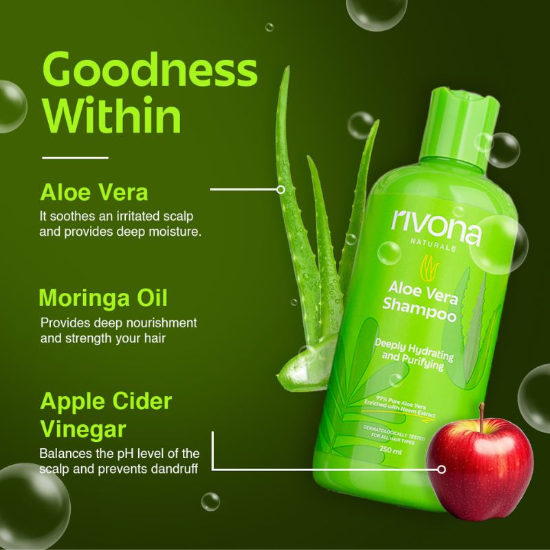 Rivona Aloe Vera Shampoo With Natural Neem Hydrated Frizz Free Hair 250ml