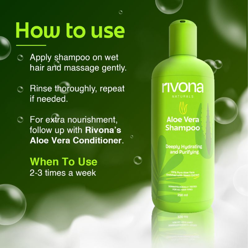 Rivona Aloe Vera Shampoo With Natural Neem Hydrated Frizz Free Hair 250ml