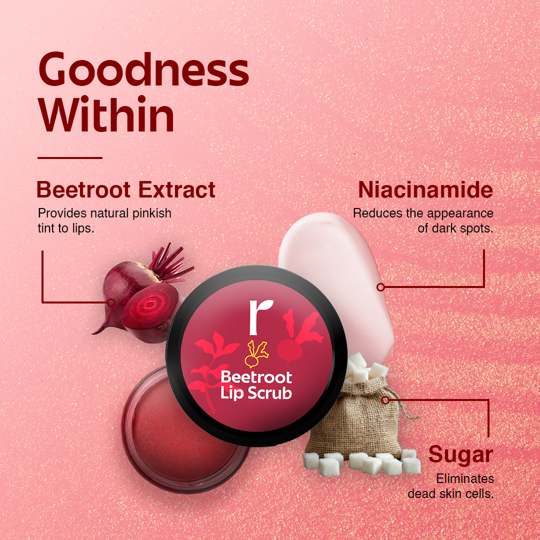 Rivona Beetroot Lip Scrub With Niacinamide Reduces Pigmentation 8gm