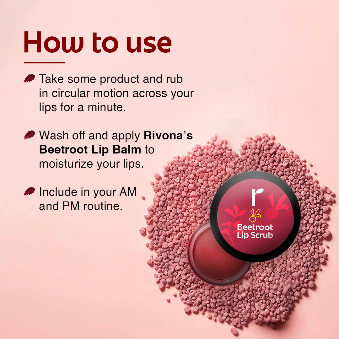 Rivona Beetroot Lip Scrub With Niacinamide Reduces Pigmentation 8gm