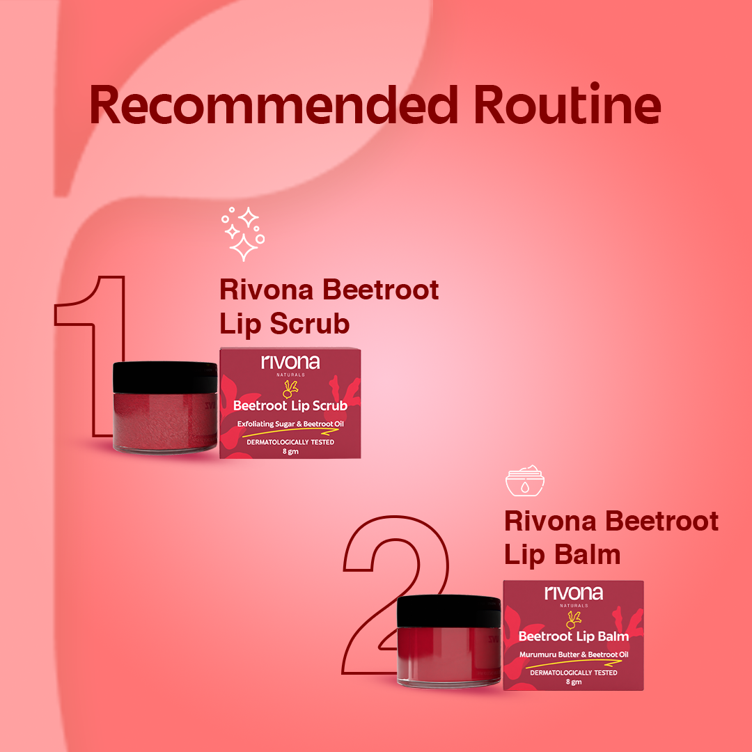 Rivona Beetroot Lip Scrub With Niacinamide Reduces Pigmentation 8gm