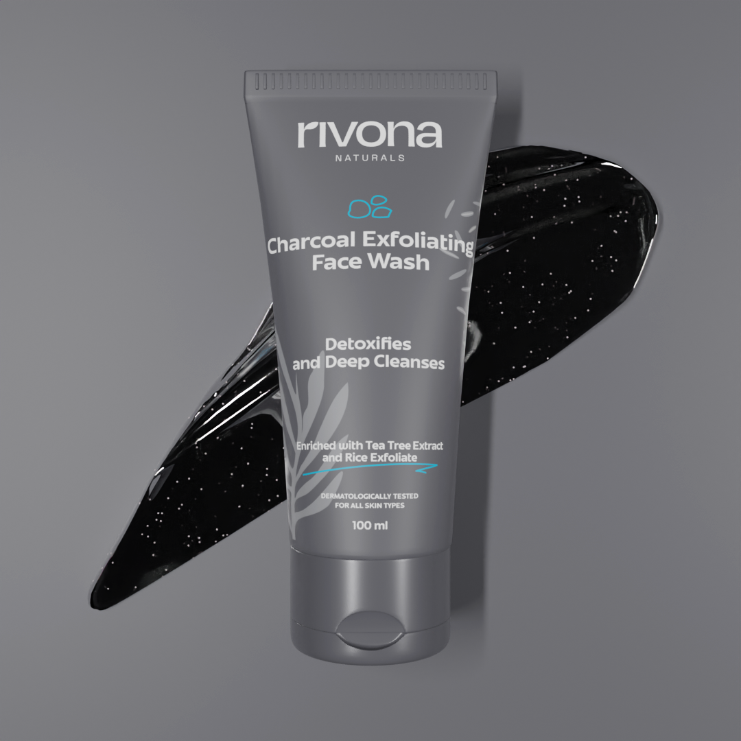 Rivona Charcoal Face Wash with Rice Scrub for Deep Pore Cleansing 100gm