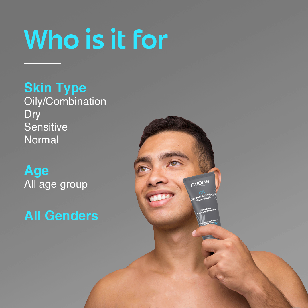 Rivona Charcoal Face Wash with Rice Scrub for Deep Pore Cleansing 100gm