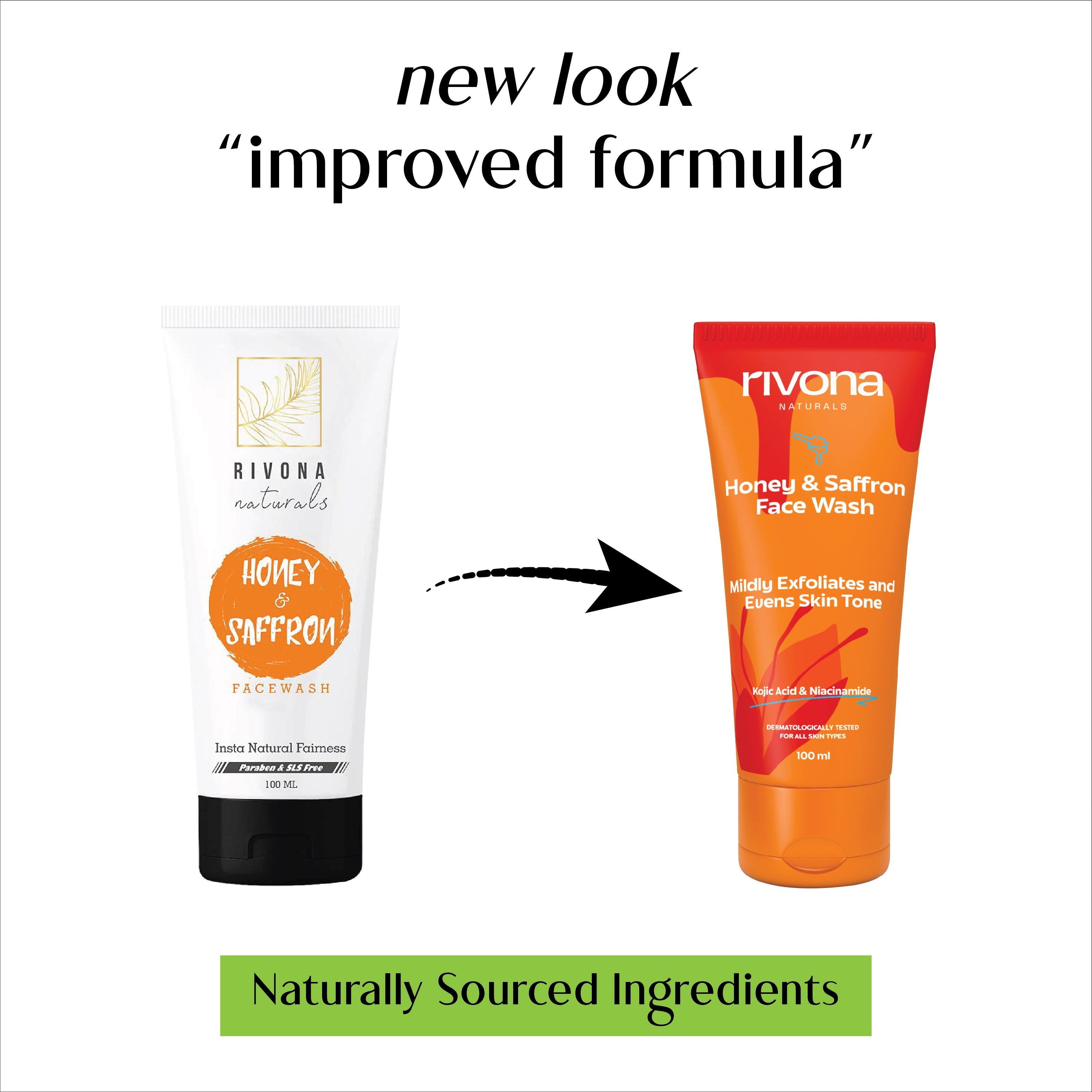 Rivona Honey & Saffron Face Wash with Niacinamide & Kojic Acid for De-pigmentation - 100ml