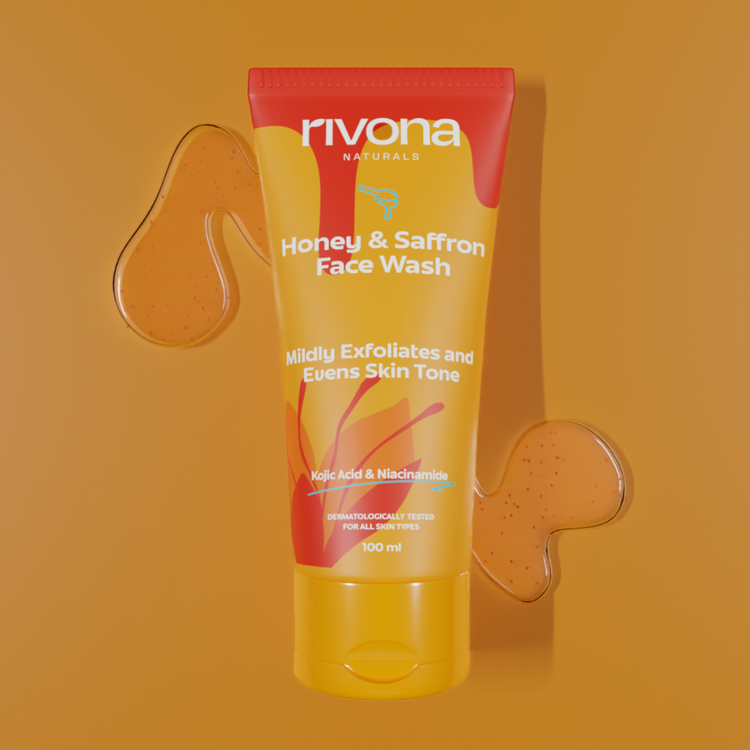 Rivona Honey & Saffron Face Wash with Niacinamide & Kojic Acid for De-pigmentation - 100ml