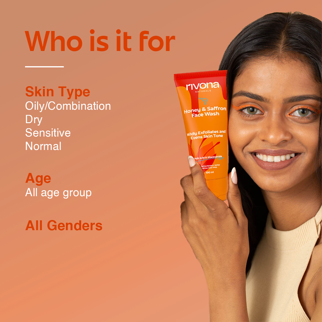 Rivona Honey & Saffron Face Wash with Niacinamide & Kojic Acid for De-pigmentation - 100ml