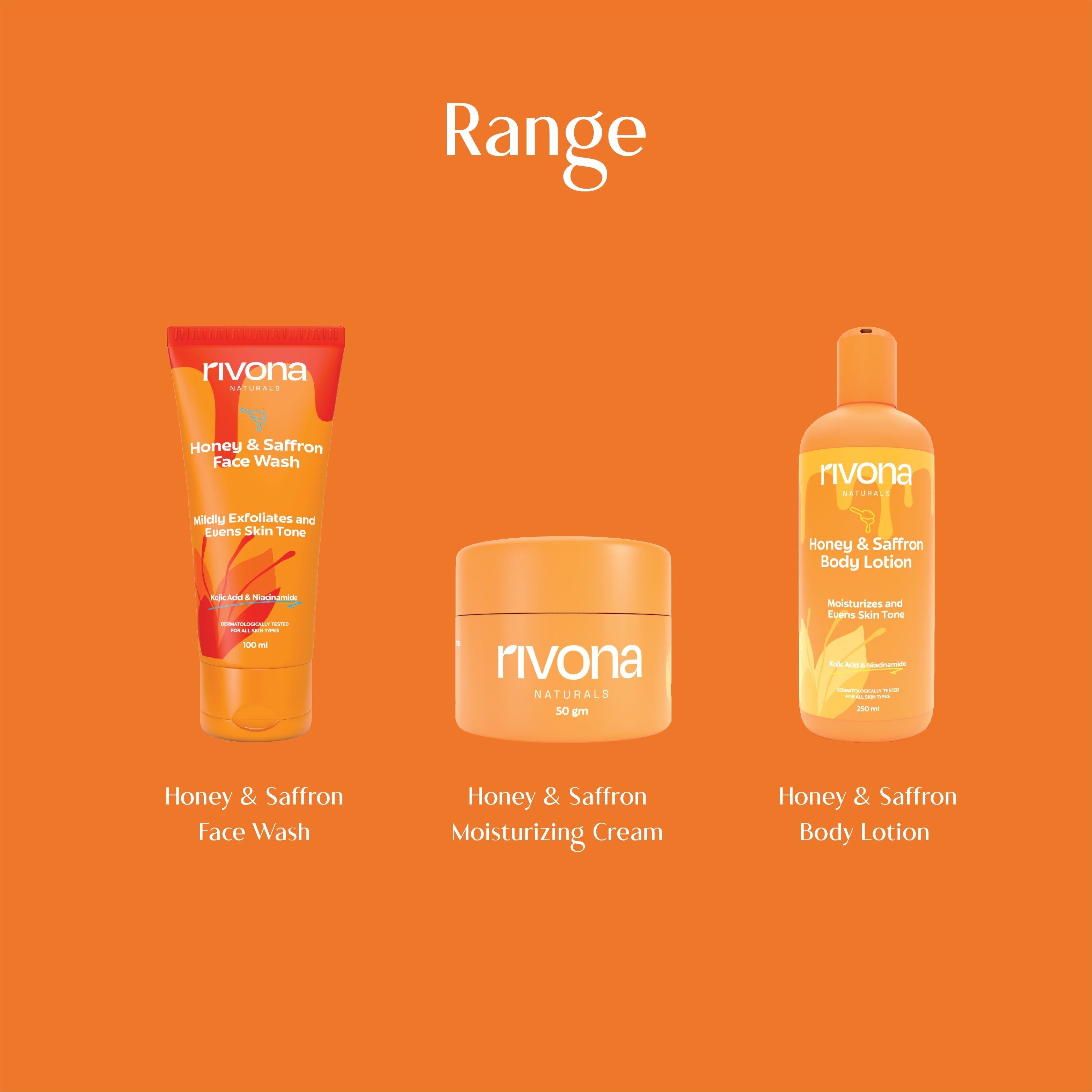 Rivona Honey & Saffron Face Wash with Niacinamide & Kojic Acid for De-pigmentation - 100ml