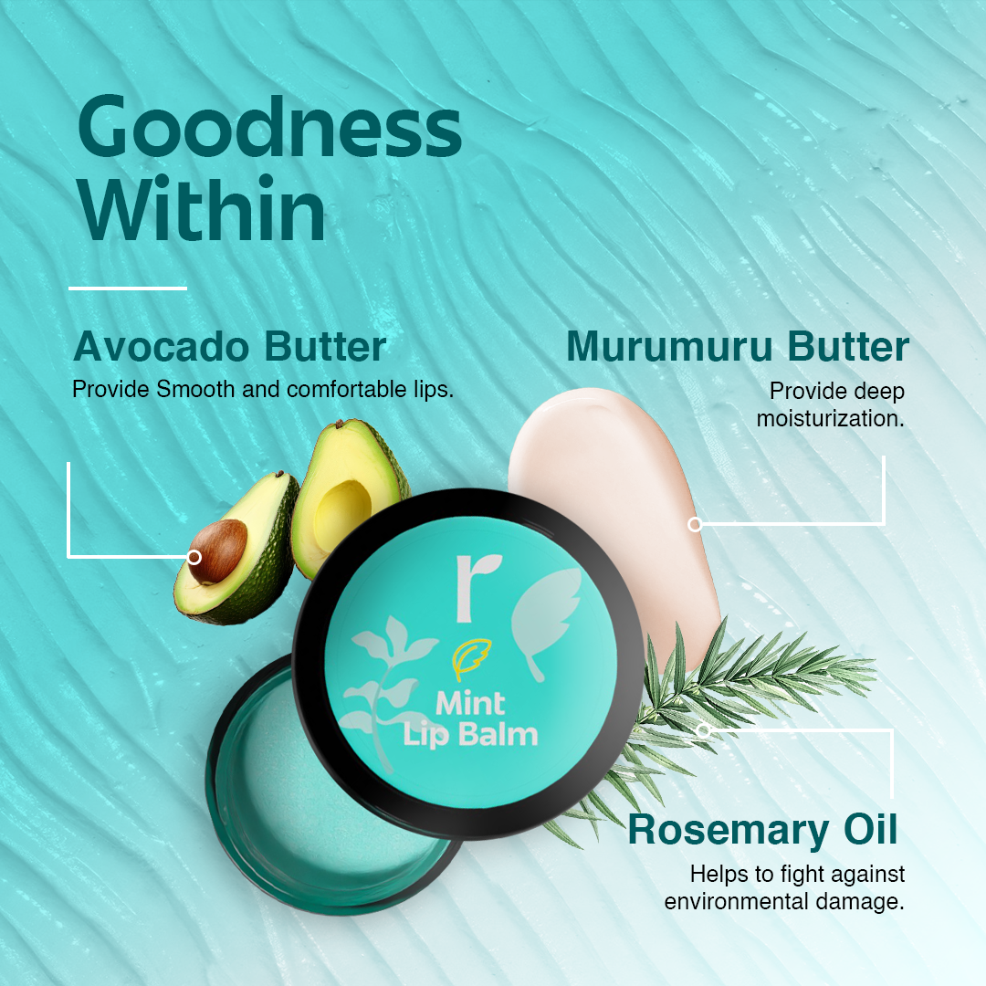 Rivona Mint Lip Balm With Rosemary Oil Heals chapped lips 8 gm