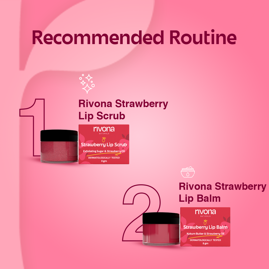Rivona Strawberry Lip Scrub with Niacinamide for Depigmentation and dry lips 8gm