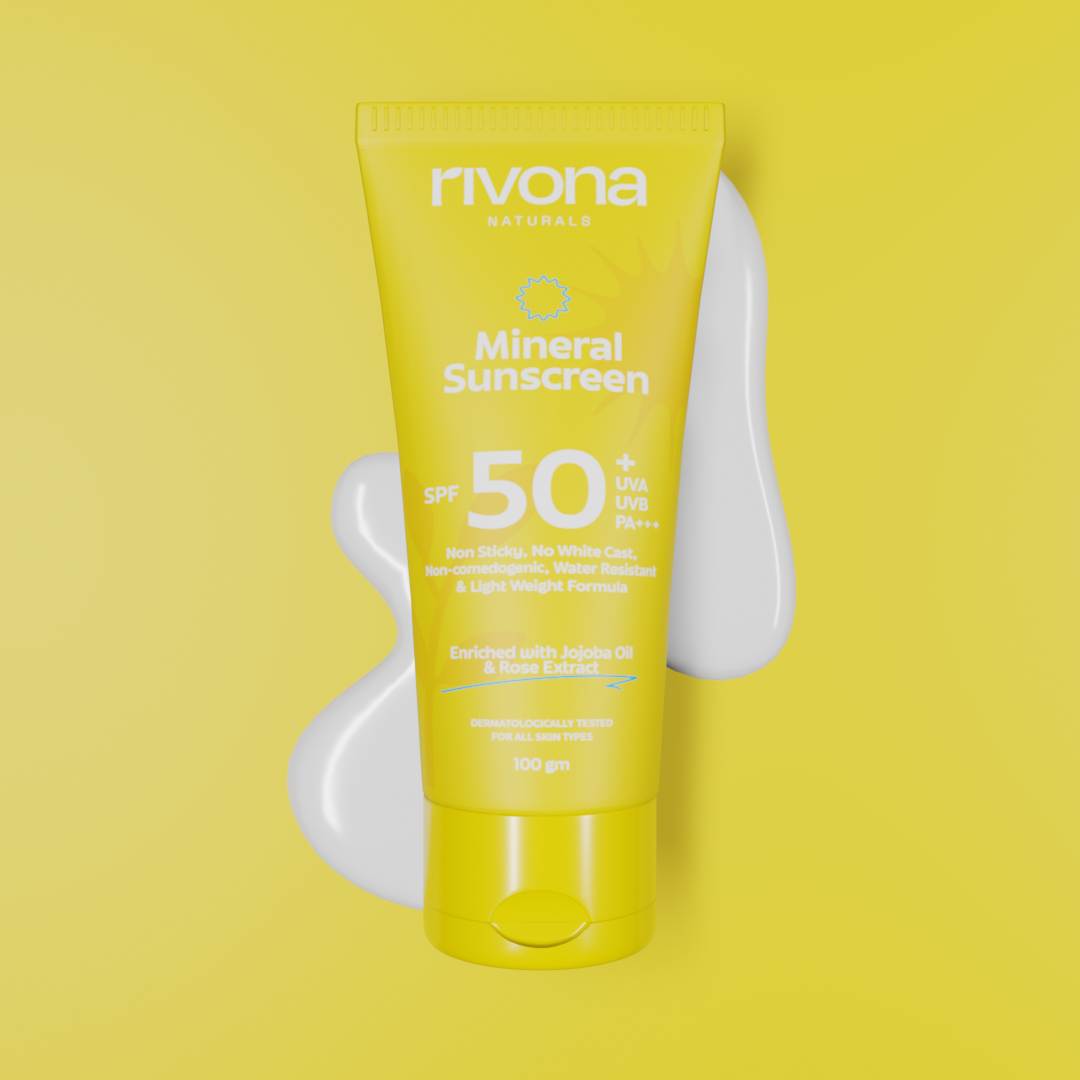 Rivona Mineral Sunscreen SPF 50+ UVA UVB PA+++ No White Cast - 100gm