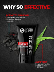 Beardo Activated Charcoal 3in1 Face Wash For Men 100 ml Beardo