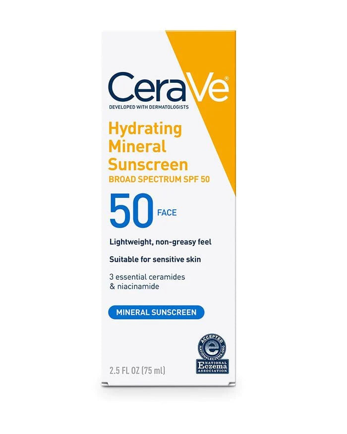 CERAVE Hydrating Mineral Sunscreen SPF 50 Face Lotion - 75ml cerave