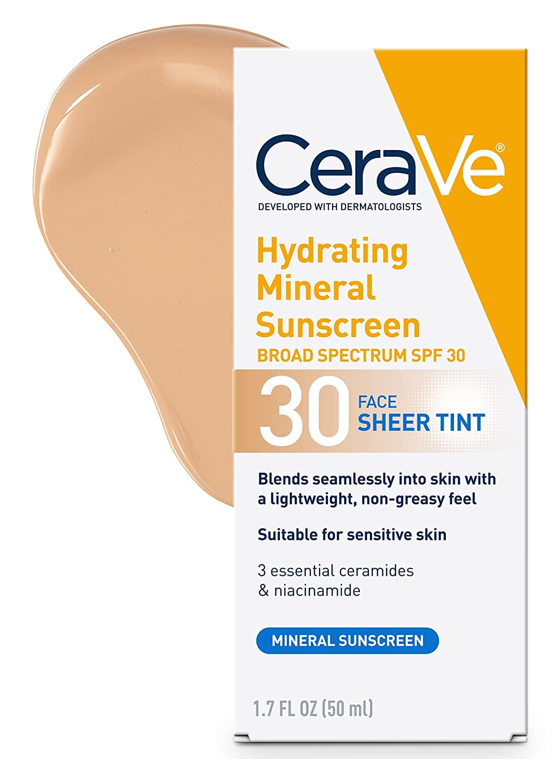 CERAVE Hydrating Mineral Sunscreen 30 FACE Sheer Tint -50ml Cerave