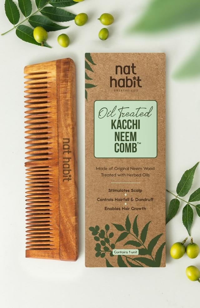 Nat Habit Dual Tooth Kacchi Neem Comb Nat Habitat