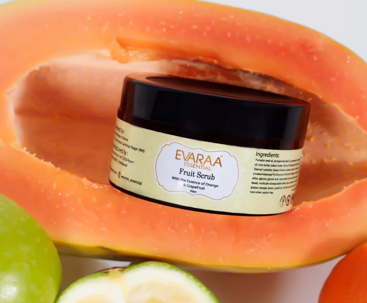 EVARAA ESSENTIAL Fruit Scrub With Essence Of Orange & Grapefruit-50g evaraa
