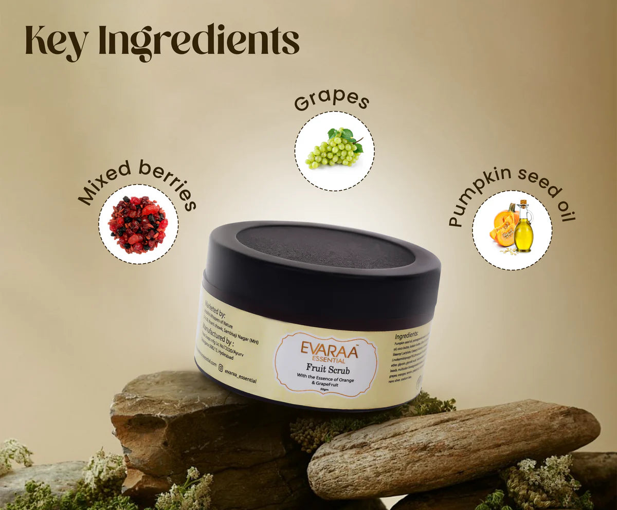 EVARAA ESSENTIAL Fruit Scrub With Essence Of Orange & Grapefruit-50g evaraa