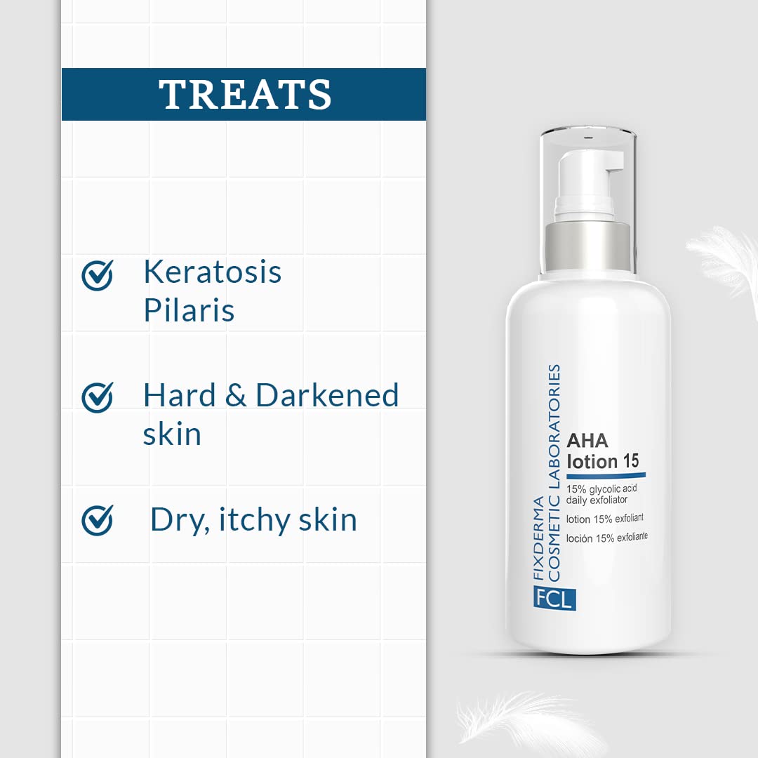 FIXDERMA COSMETIC LABORATORIES 15% Glycolic Acid Aha Lotion For Body And Face | Dead Skin Remover | Paraben Free Aha Exfoliating Lotion For Dry, Itchy And Rough Skin - 100Ml Fixderma