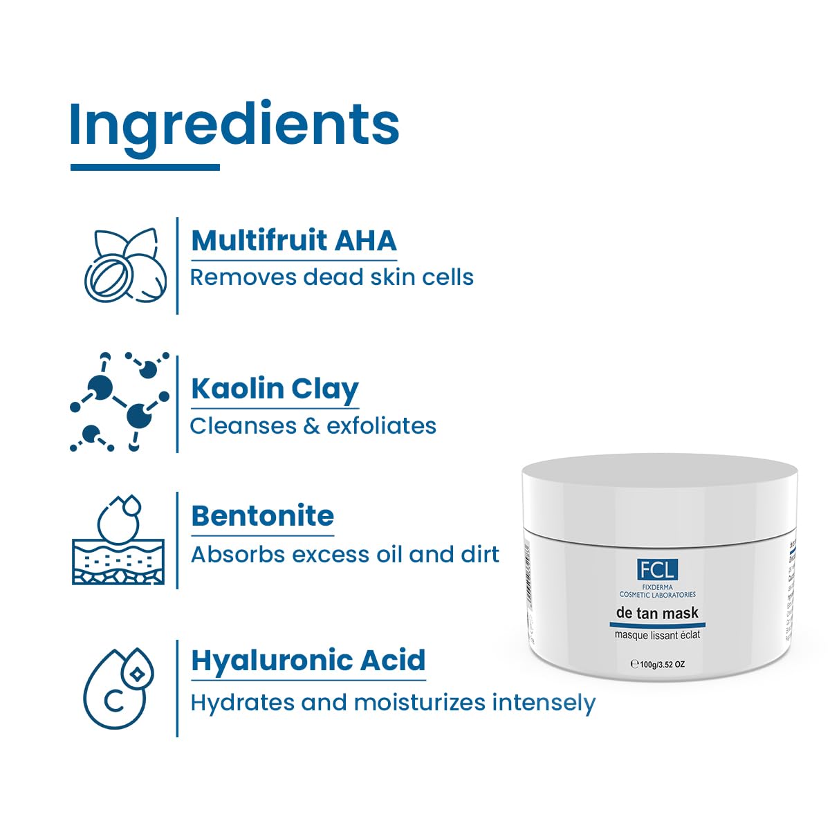 FIXDERMA COSMETIC LABORATORIES De Tan Mask For Tanning&Dark Skin|Cleans Pores|Removes Blackheads|Improves Skin Tone&Texture|Suits Oily&Acne Prone Skin|Non-Comedogenic|Paraben Free- 100Gm Fixderma