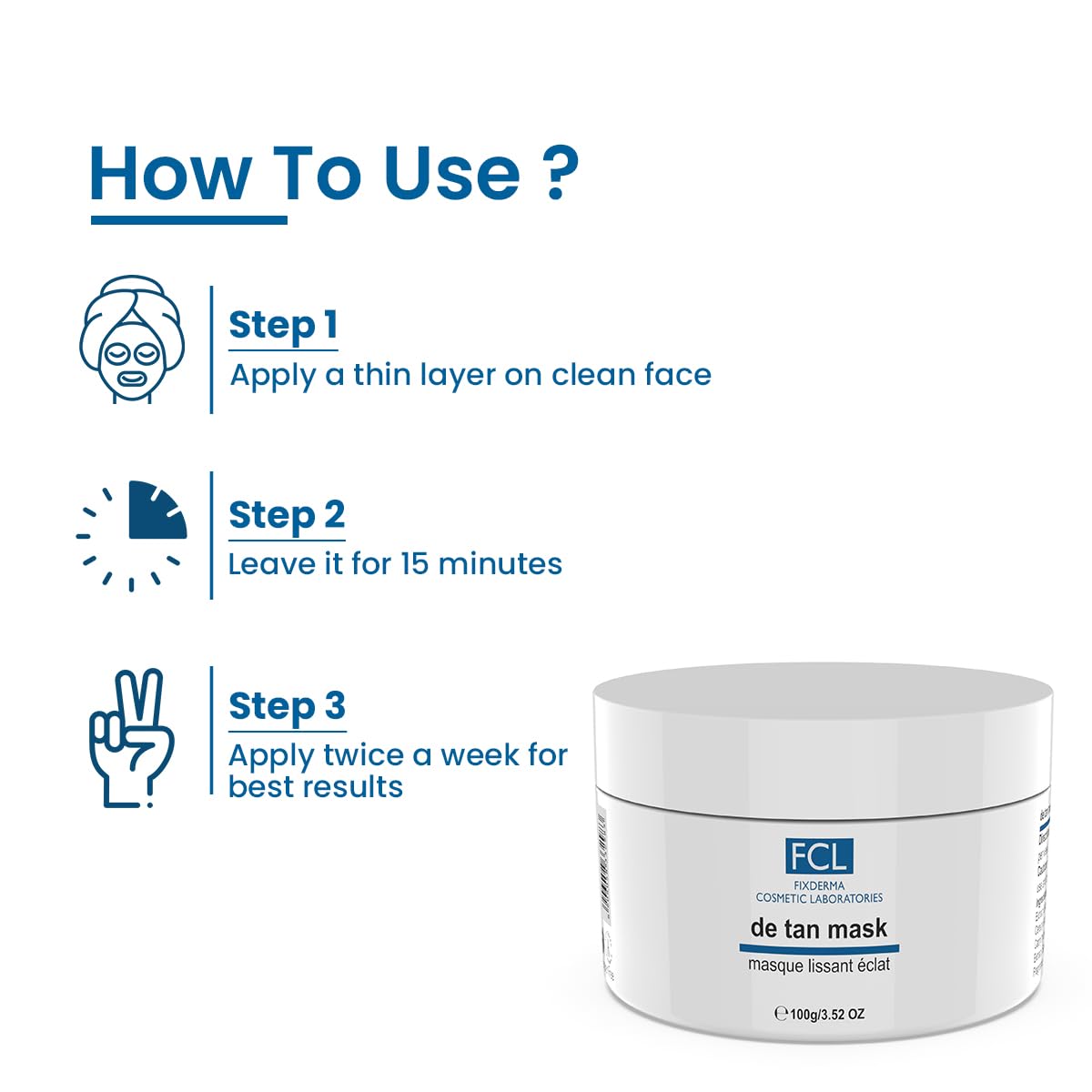 FIXDERMA COSMETIC LABORATORIES De Tan Mask For Tanning&Dark Skin|Cleans Pores|Removes Blackheads|Improves Skin Tone&Texture|Suits Oily&Acne Prone Skin|Non-Comedogenic|Paraben Free- 100Gm Fixderma