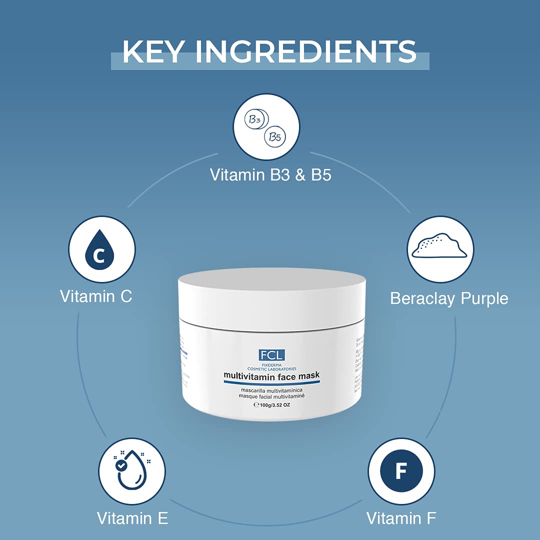 FIXDERMA COSMETIC LABORATORIES Multivitamin Face Mask Enriched With Vitamins|Improves Skin Texture&Dullness|Nourishing Face Mask|Youthful Glowing Skin|Paraben&Sulphate Free-100Gm Fixderma